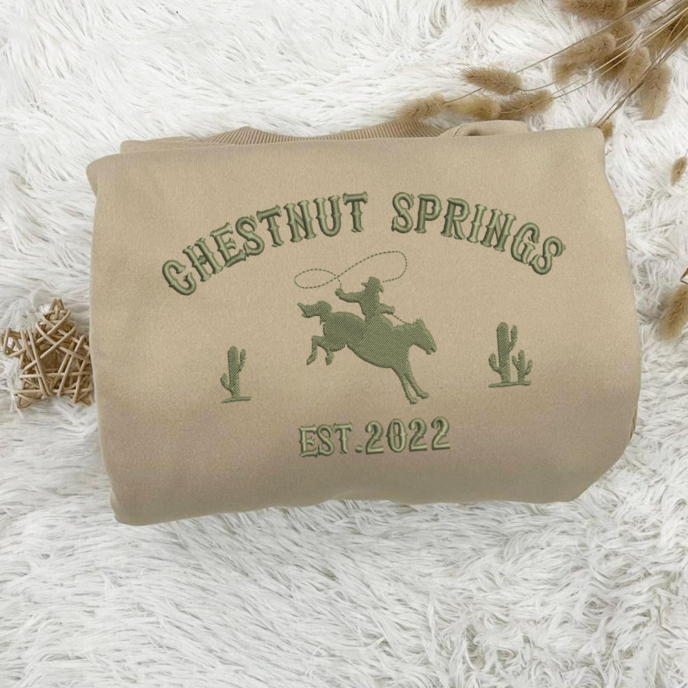 Sand Chestnut Springs Bucking Horse Embroidered On Pampas Decor