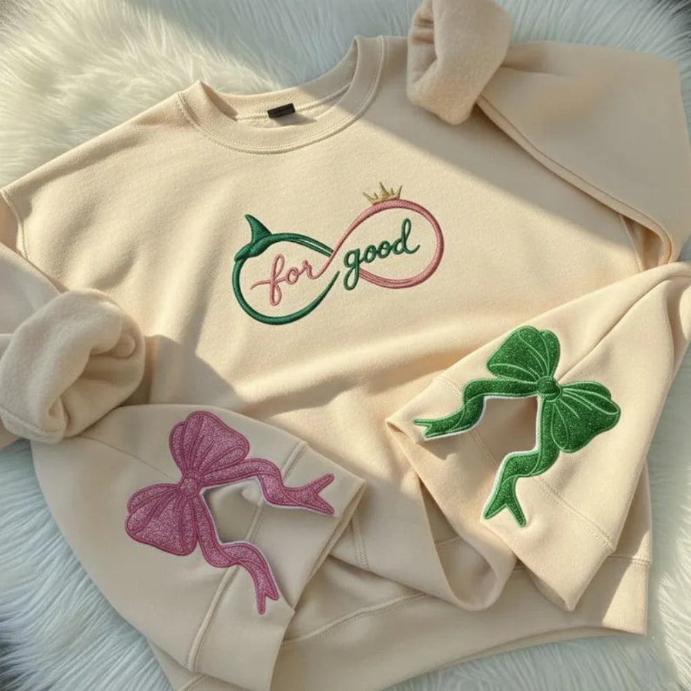 Sand Wicked Infinity For Good Crewneck, Sparkling Side Bow Embroidery