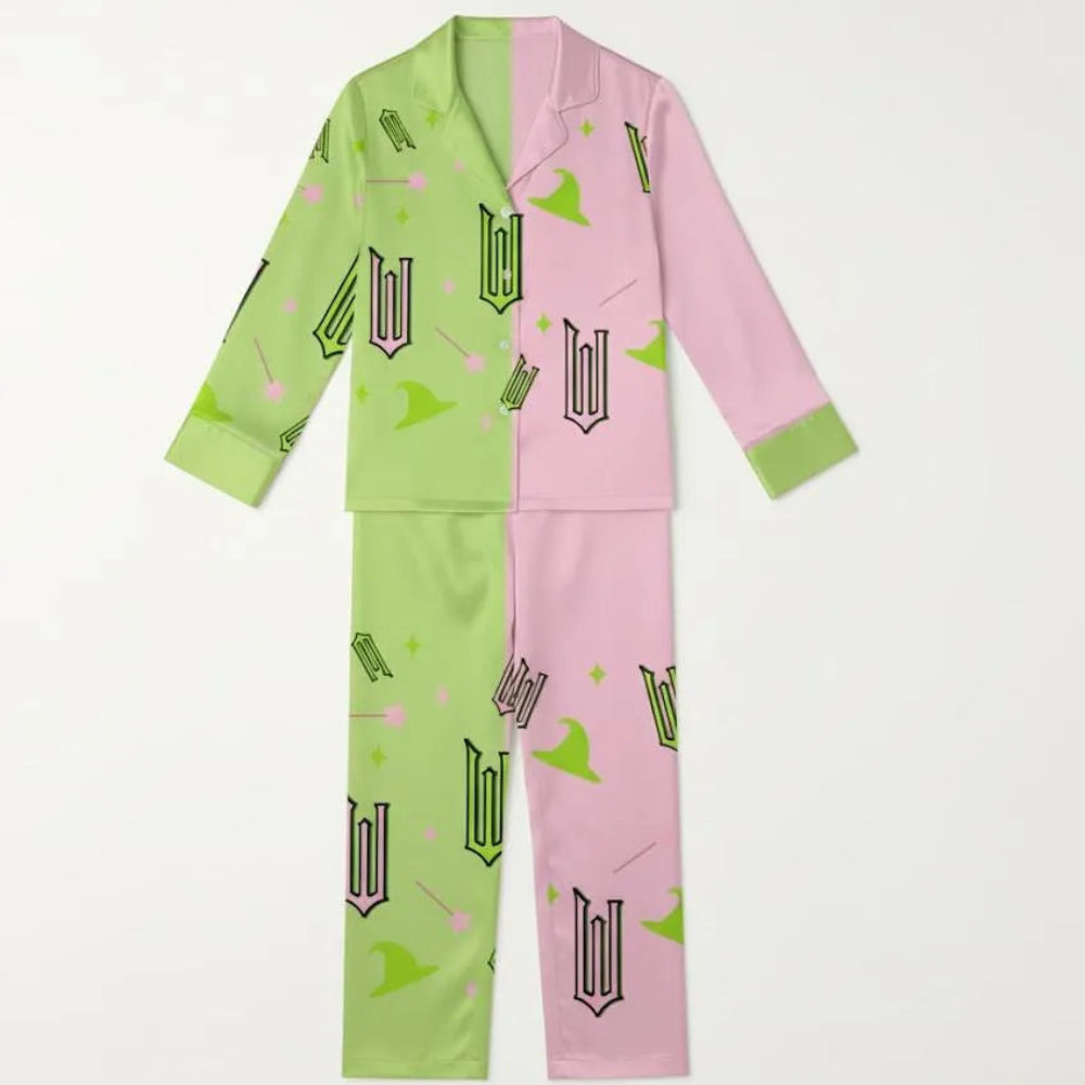 Sophisticated Long Sleeve Green Pink Wicked Pajamas Premium Comfort Design