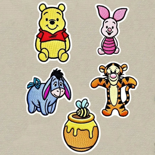 Close-Up Display Of Playful Eeyore Tigger Piglet Pooh, Honey Patches