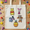 Tote Bag Decorated With Kawaii Winnie Pooh Piglet Tigger Patches