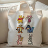 Canvas Tote Bag Decorated With Kawaii Pooh Tigger Piglet, Eeyore