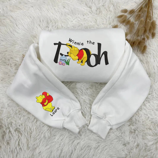 White Sweatshirt Winnie The Pooh Hundred Acre Wood Embroidered Folded.