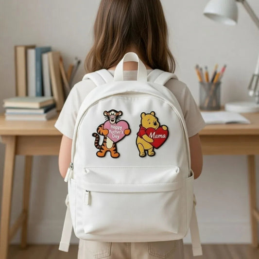 Backpack With Tigger, Pooh Happy Father’s Day, Mama Heart Patches