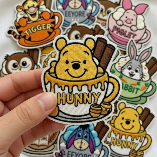 Hand Holding Chibi Winnie The Pooh Hunny Cup Patch 