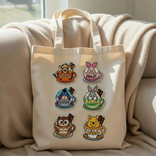 ToteBag Decorated With Six Kawaii WTP Tea Cup Patches