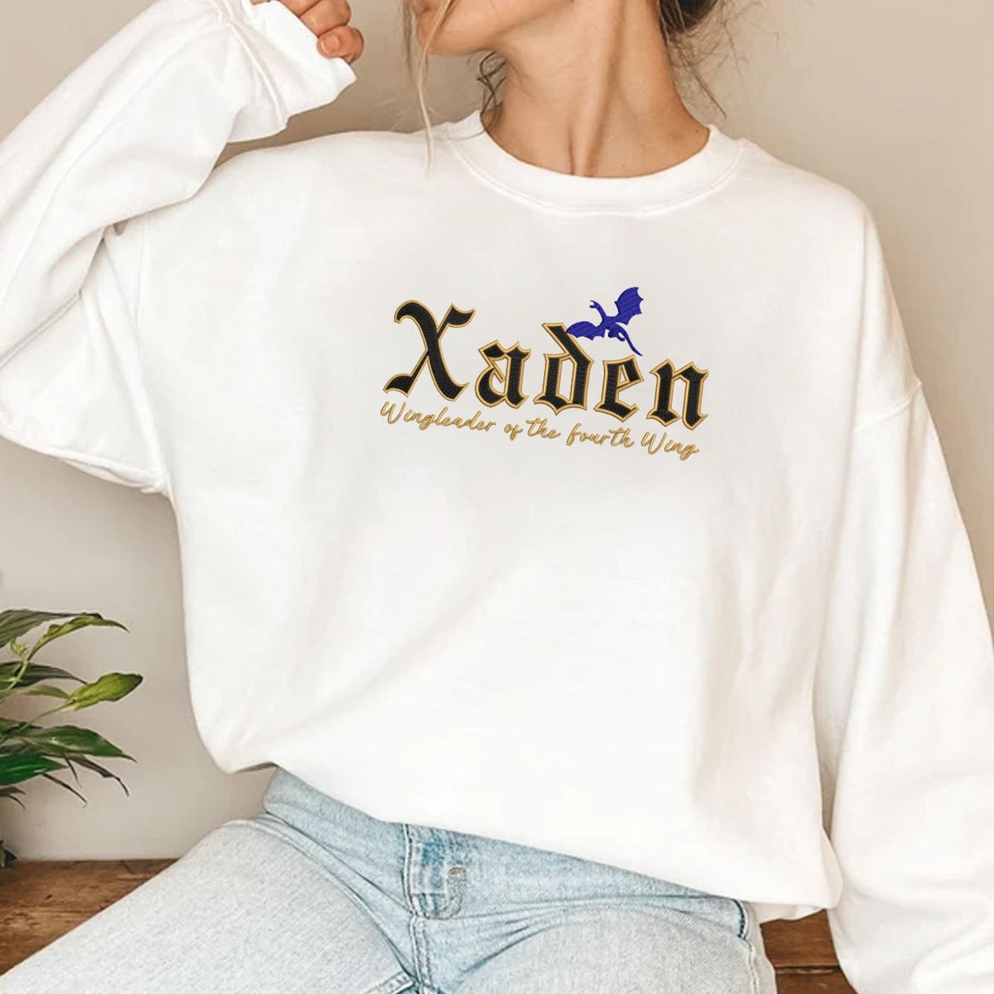 Xaden Embroidered Sweatshirt With White