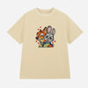 Sand Oversized T-Shirt With Embroidered Judy Hugging Nick Design
